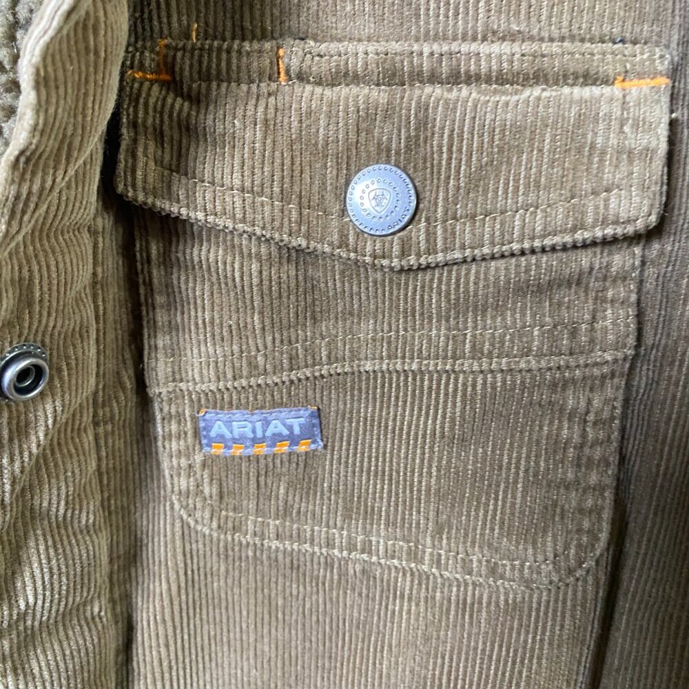 Ariat Rebar Corduroy Sherpa Lined Jacket Tan Size Small Petite - Picture 9 of 14